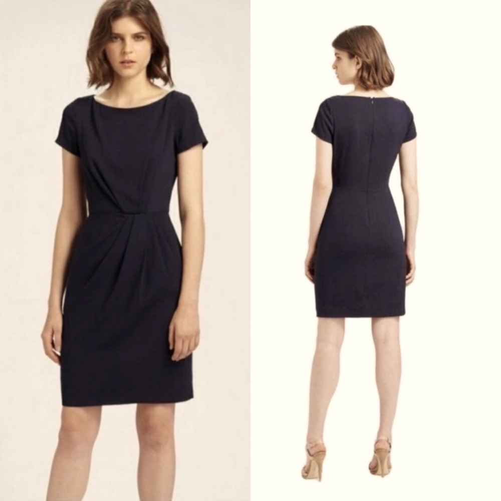 Theory Black Balbina Drapey Wool Blend Dress Sz 2 Xs